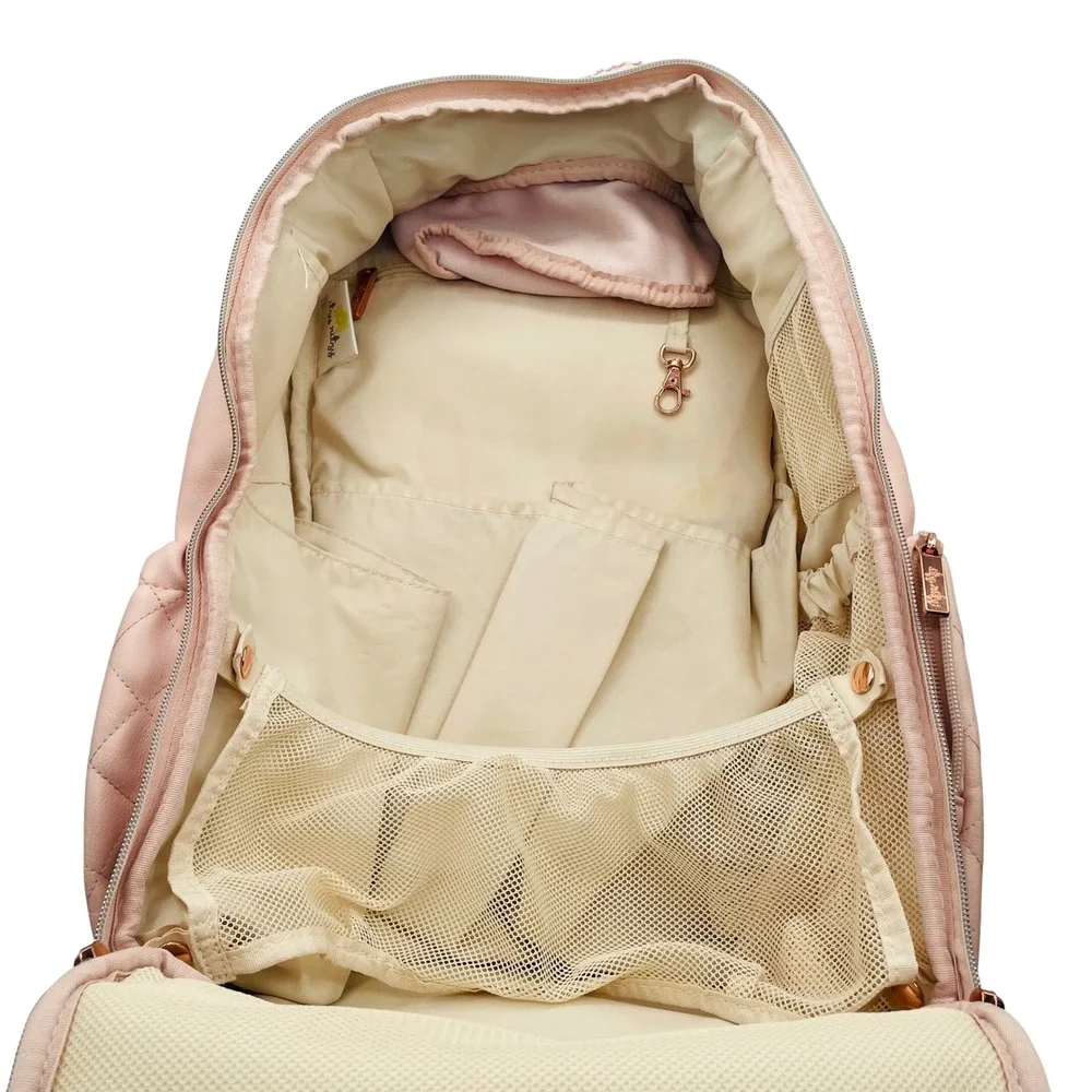 READ-Itzy Ritzy Boss Plus Diaper Bag Backpack Blush Pink‎ Vegan Leather Travel